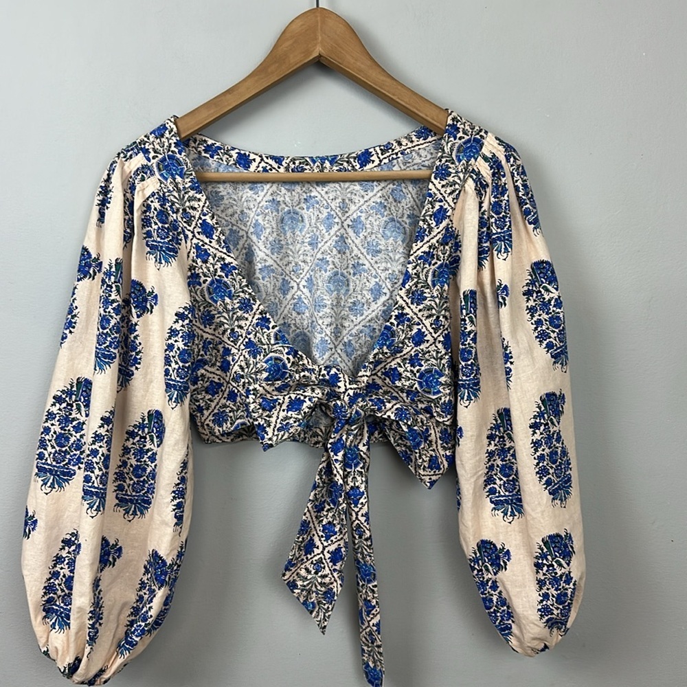 BOTEH Lazuli Low Back Linen Blend Top Sz S - Picture 9 of 16